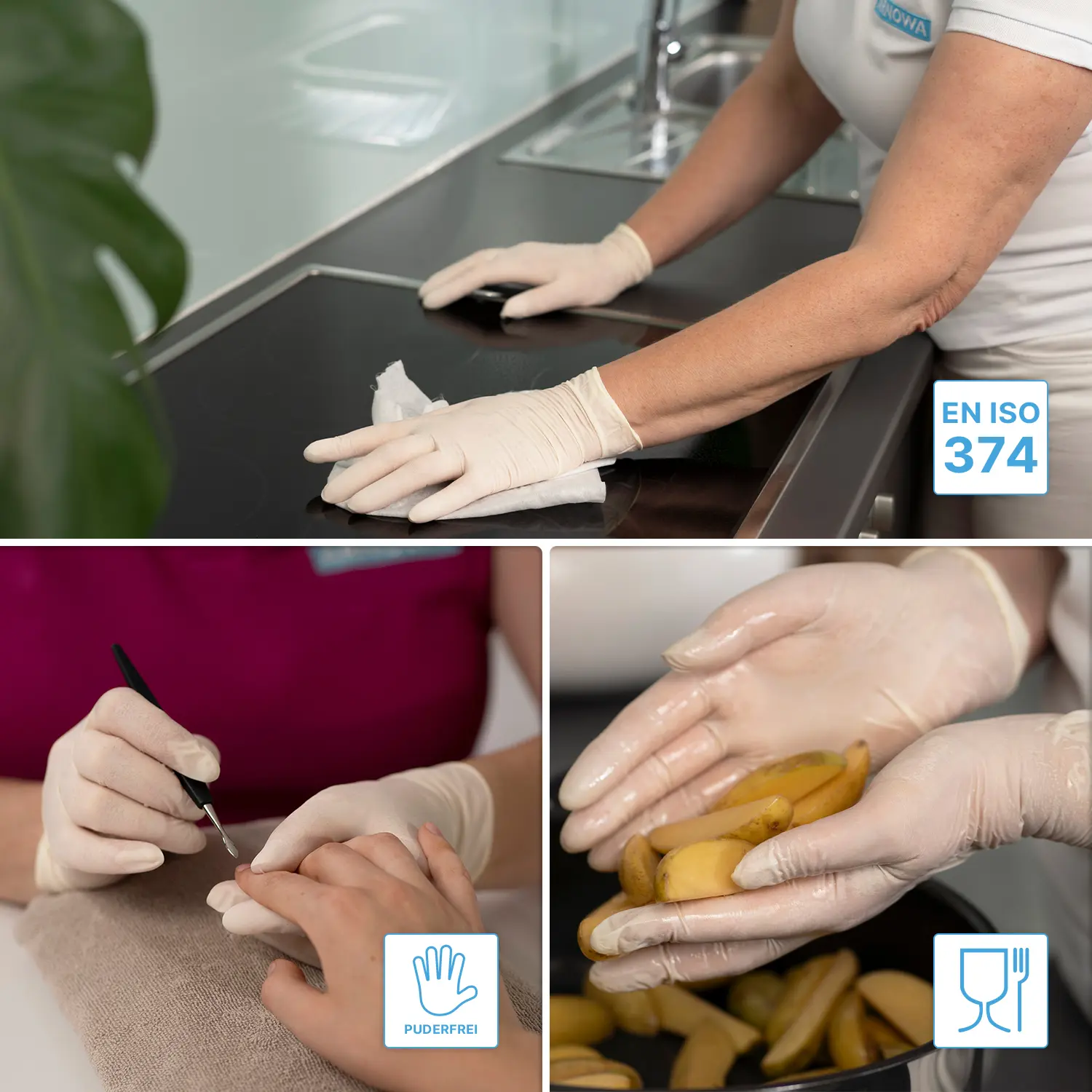 ARNOMED CLASSIC LATEX PF Latexhandschuhe naturweiß puderfrei, vielseitig einsetzbare Einmalhandschuhe für Medizin, Pflege, Gastronomie und Lebensmittelindustrie, VE 100 Stück