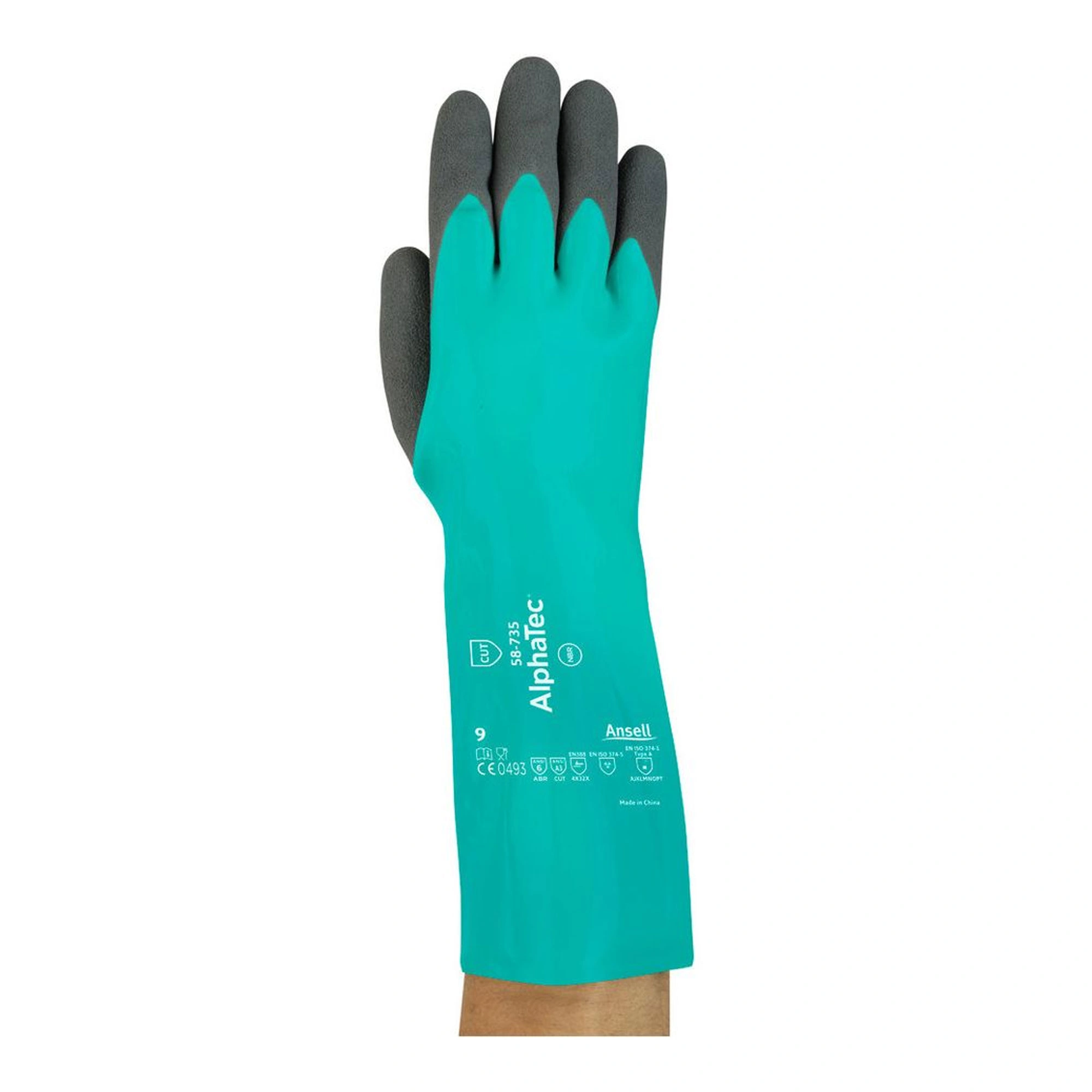 Ansell AlphaTec 58-735 Chemikalienschutzhandschuhe grün/schwarz, VE 6 Paar