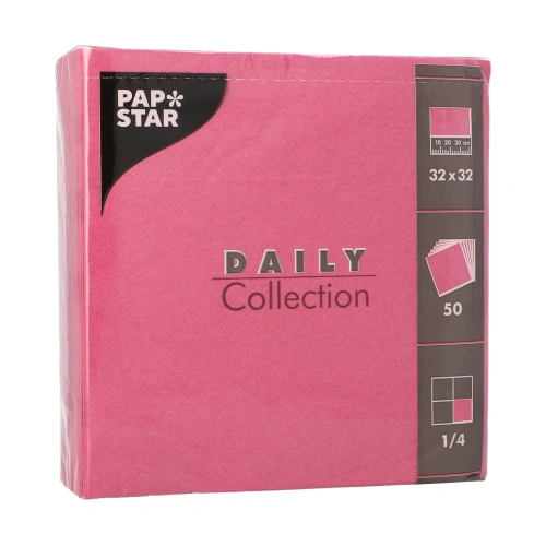PAPSTAR Servietten "DAILY Collection" 1/4-Falz 32 cm x 32 cm fuchsia, 14 x 50 Stück
