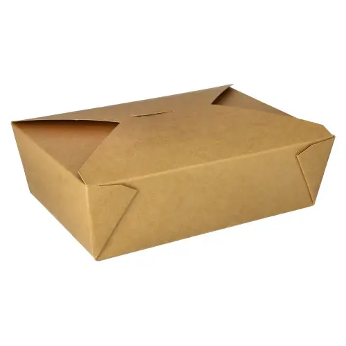 PAPSTAR 50 Lunchboxen, Pappe "pure" 2000 ml 6,5 cm x 14 cm x 19,7 cm braun