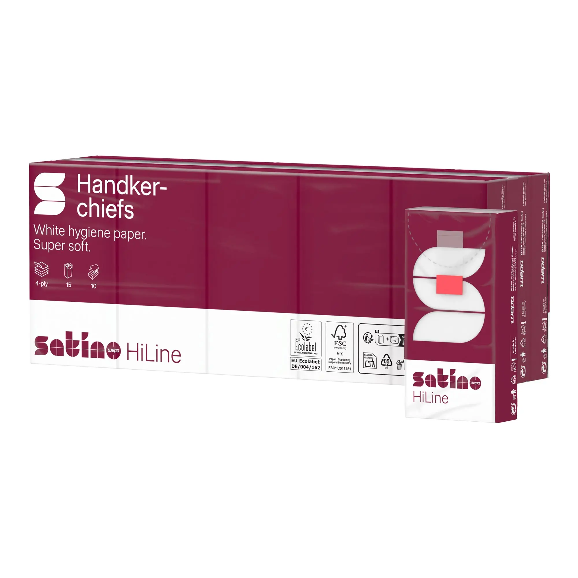 Satino by Wepa HiLine Taschentücher 4-lagig, hochweiß