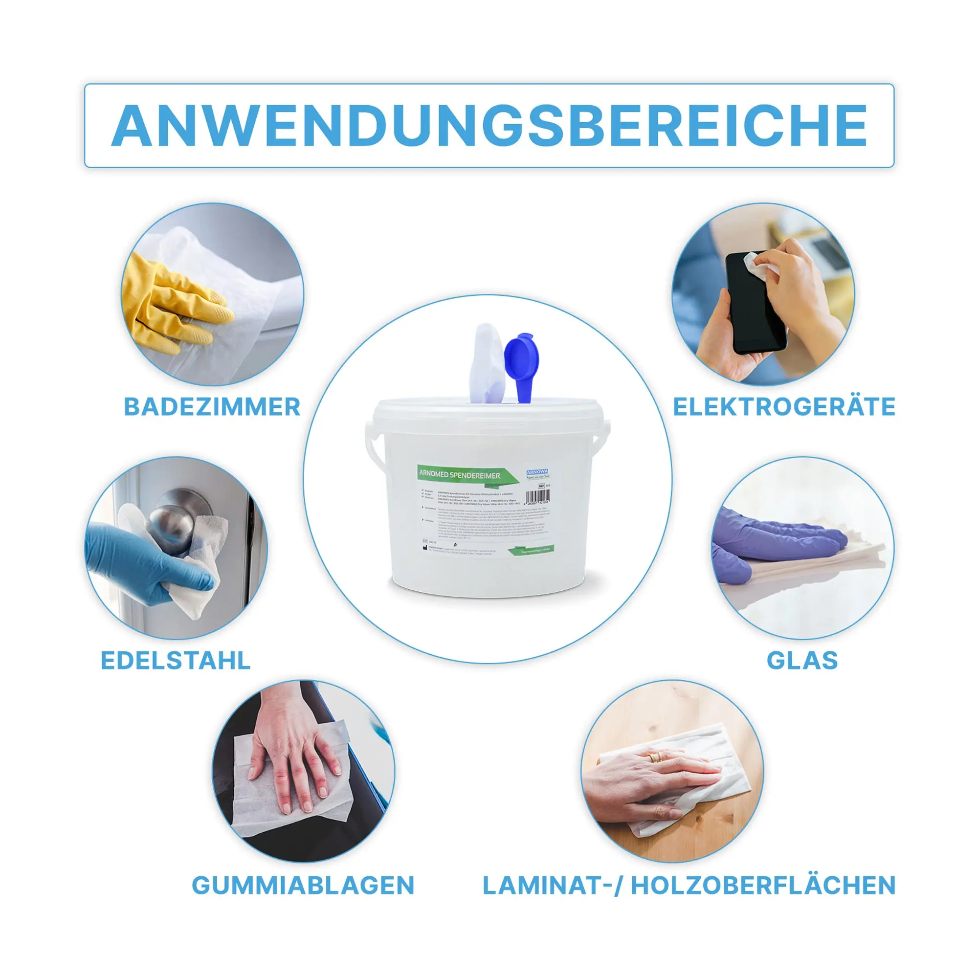 ARNOMED Spendereimer für trockene Vliestuchrollen 3,4 Liter leer