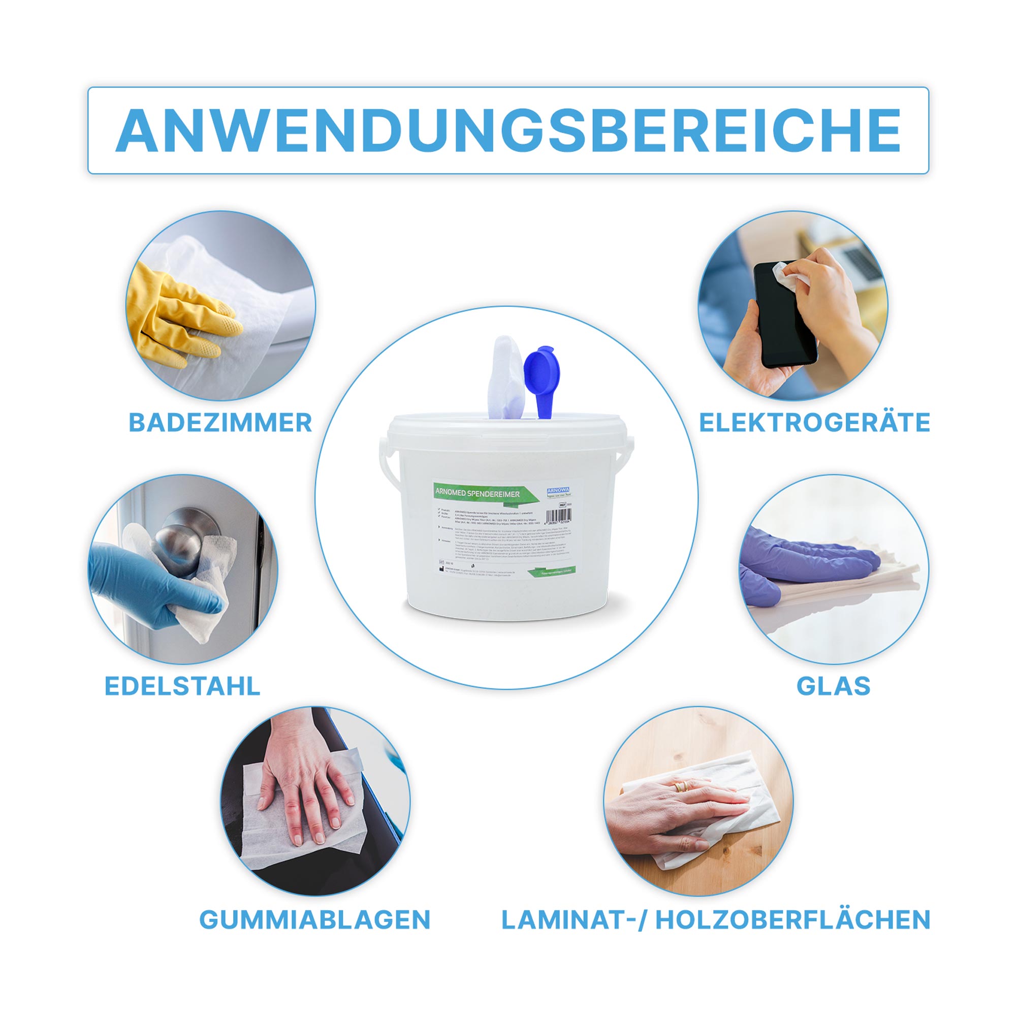 ARNOMED Spendereimer für trockene Vliestuchrollen 3,4 Liter leer