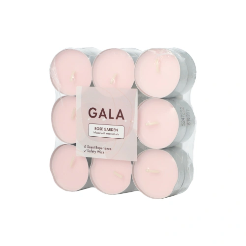 PAPSTAR "GALA" Duftlichte Ø 37,5 mm, 16,6 mm rose - Rose Garden, 10 x 18 Stück