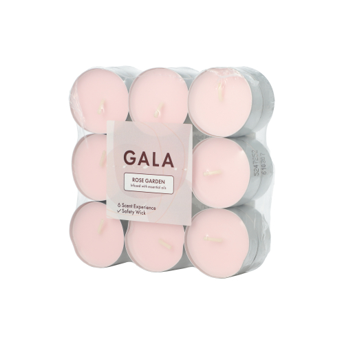 PAPSTAR "GALA" Duftlichte Ø 37,5 mm, 16,6 mm rose - Rose Garden, 10 x 18 Stück
