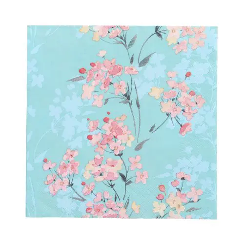 PAPSTAR Servietten, 3-lagig 1/4-Falz 33 x 33 cm Flower Tendril in Hellblau mit zartem Blumenranken-Dekor, umweltfreundliche Tissue-Serviette von PAPSTAR