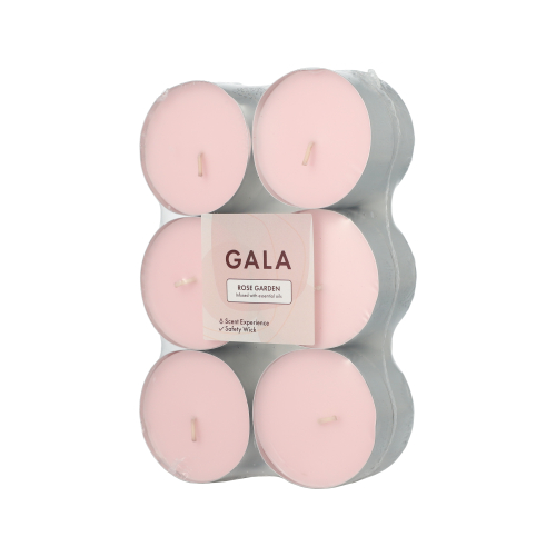 PAPSTAR "GALA" Maxi Duftlichte Ø 58 mm, 24 mm rose - Rose Garden, 12 x 12 Stück