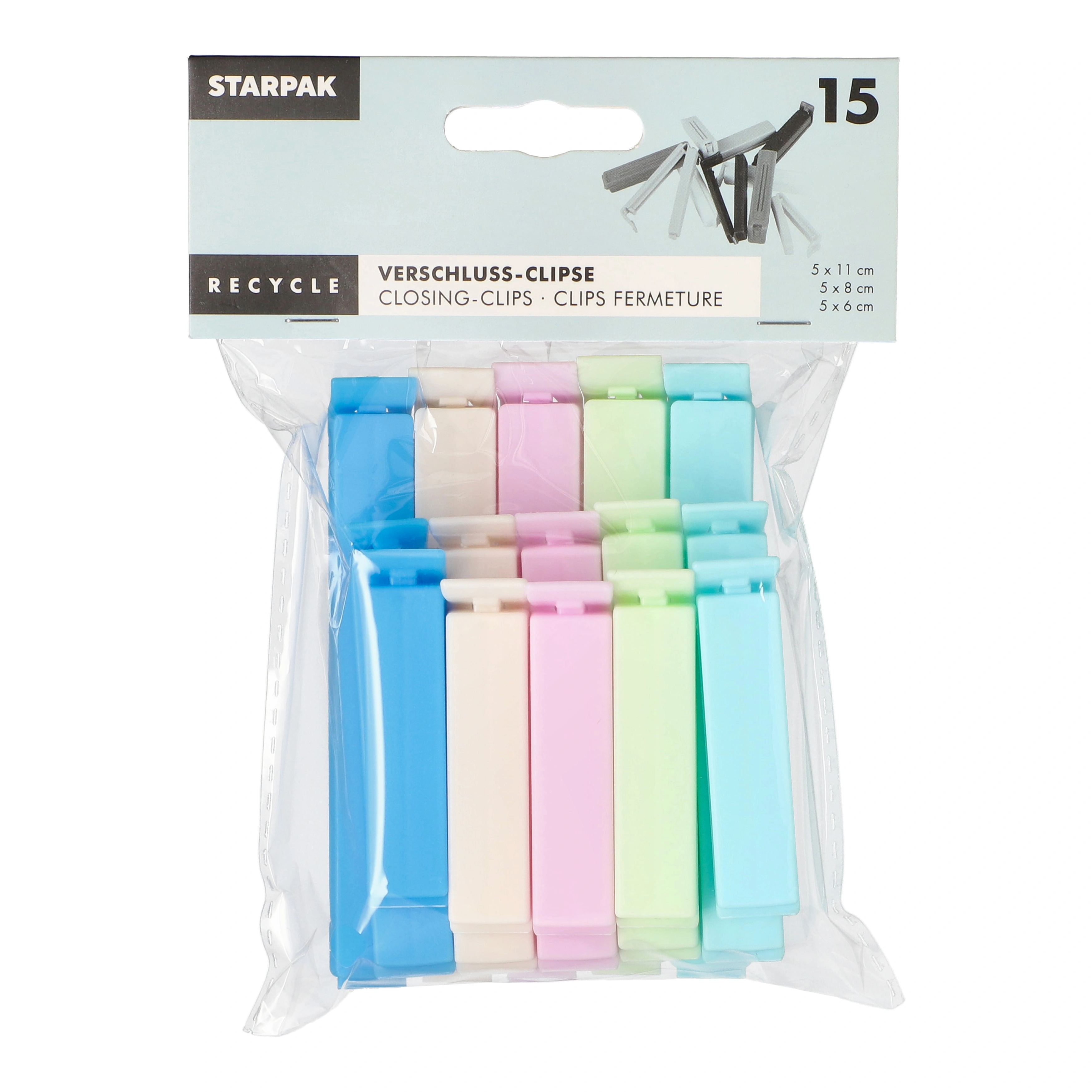 Starpak Verschluss-Clipse, PP farbig sortiert, 20 x 15 Stück