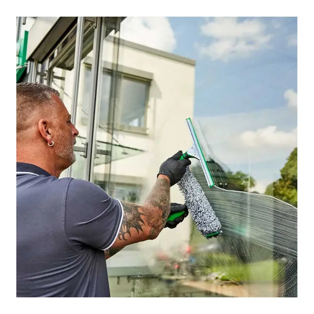 Unger ErgoTec 2in1 Profi-Fensterreinigungs-Starterset, 2-teilig von Unger mit ergonomischem Fensterwischer aus Edelstahl und Power Einwascher mit Mikrofaserbezug für professionelle, streifenfreie Fensterreinigung