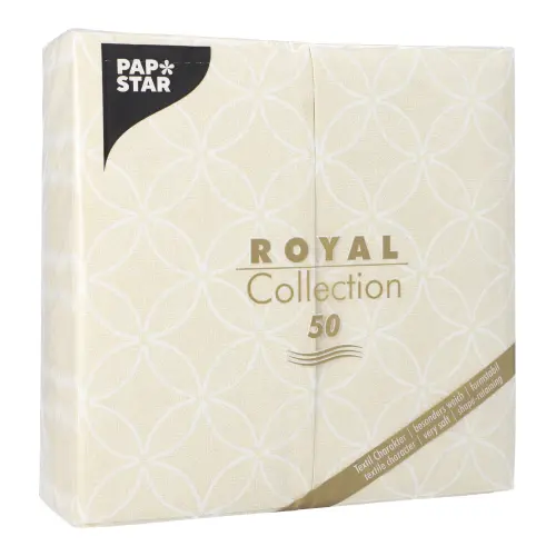 PAPSTAR Servietten "ROYAL Collection" 1/8-Falz 40 x 40 cm champagner Circle Flowers, hochwertige Tafelservietten, 50 Stück