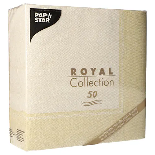PAPSTAR Servietten "ROYAL Collection" 1/4-Falz 40 x 40 cm champagner "Linum", hochwertige Premium-Servietten in Stoffoptik, weich, formstabil, FSC-zertifiziert, Art.-Nr. 88316