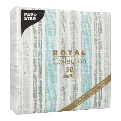 PAPSTAR Servietten "ROYAL Collection" 1/4-Falz 40 x 40 cm dunkelgrün "Stripes", hochwertige FSC-zertifizierte Premium-Servietten in Stoffoptik für Gastronomie und Feierlichkeiten, Art.-Nr. 37034