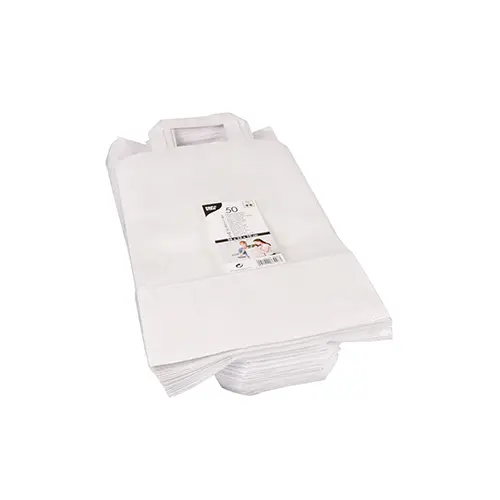 PAPSTAR Tragetaschen, Papier 36 x 22 x 10 cm weiß mit Tragegriff, stabile Kraftpapier-Beutel für Backwaren, Obst, Gemüse und Food-to-go, Art.-Nr. 86446