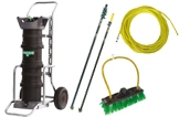 Unger nLITE HydroPower Ultra Set zur professionellen Glas- und Fassadenreinigung mit Harzfilter auf Wagen, Teleskopstangen, Hochdruckschlauch und Waschbürste, Artikelnummer 12345