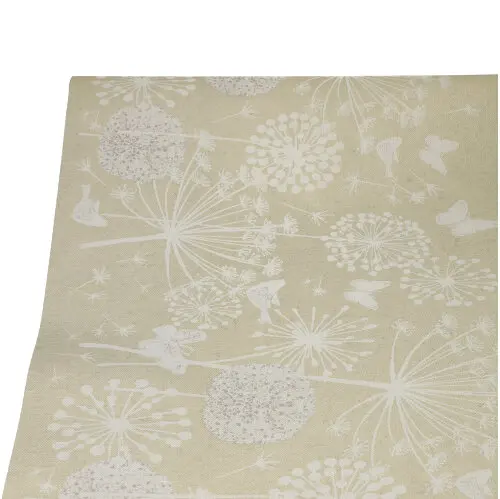 PAPSTAR Tischdecke, Papier 3 m x 1,2 m beige "Meadow" mit zartem Wiesen- und Pusteblumenmotiv auf Rolle, ideal für festliche Tafeln und Feiern