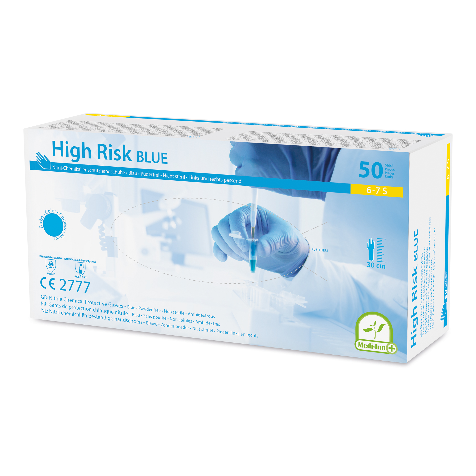 Medi-Inn Chemikalienschutzhandschuhe High Risk blue, puderfrei VE 500 Stück