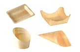 Palmblatt Schalen und Spitztüten, nachhaltiges Einweg-Geschirr für Fingerfood, verschiedene Formen für Snacks