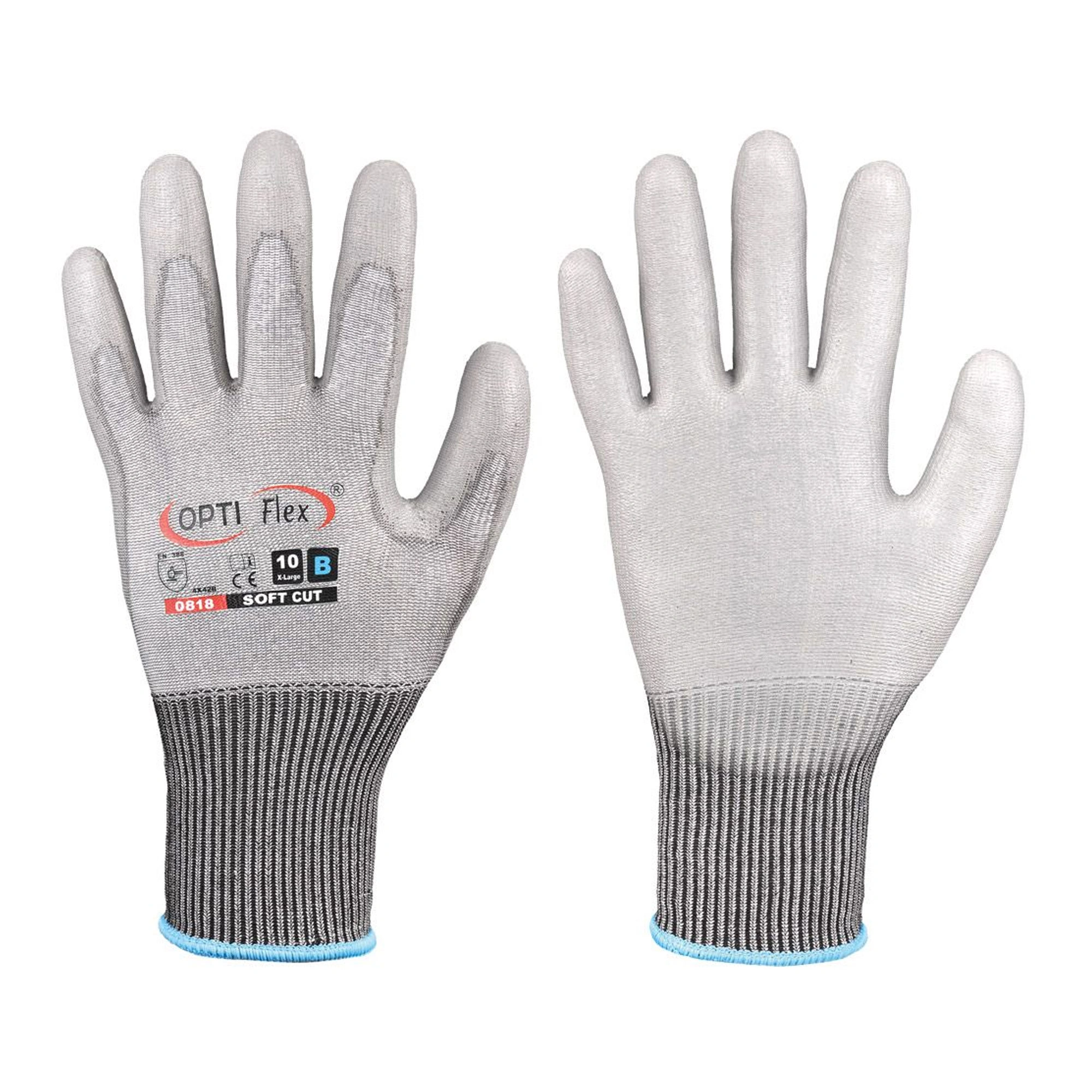 Optiflex Soft Cut  0818 Schnittschutzhandschuhe mit Polyurethan-Beschichtung grau, VE 60 Paar