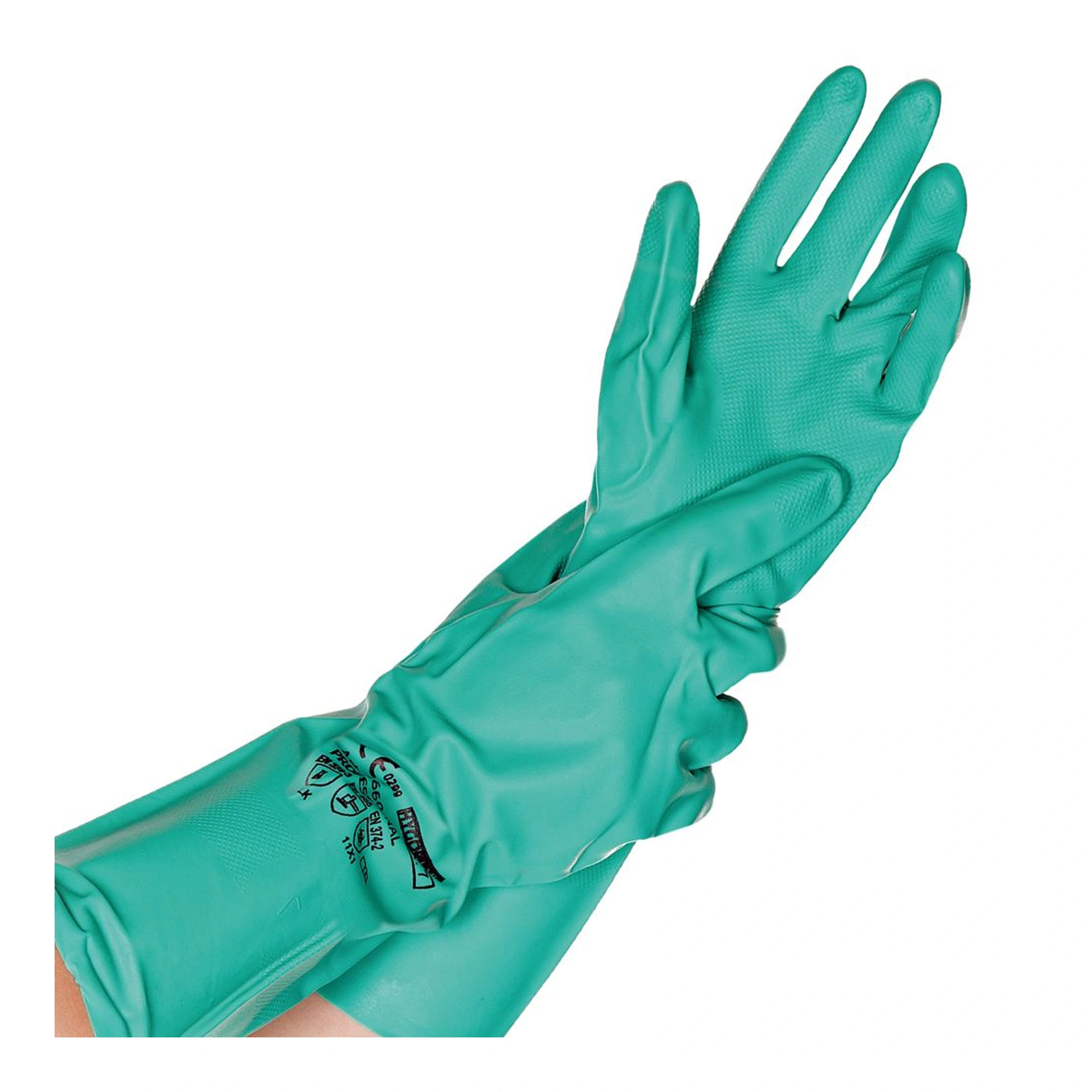Hygostar Professional Chemikalienschutzhandschuhe mit Nitril-Beschichtung grün, VE 144 Paar