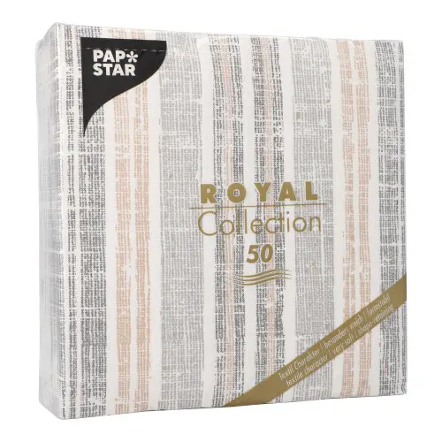 PAPSTAR Servietten "ROYAL Collection" 1/4-Falz 40 x 40 cm grau "Stripes" aus hochwertigem, f FSC-zertifiziertem Material, ideal für elegante Tischdekoration, Artikel 37032