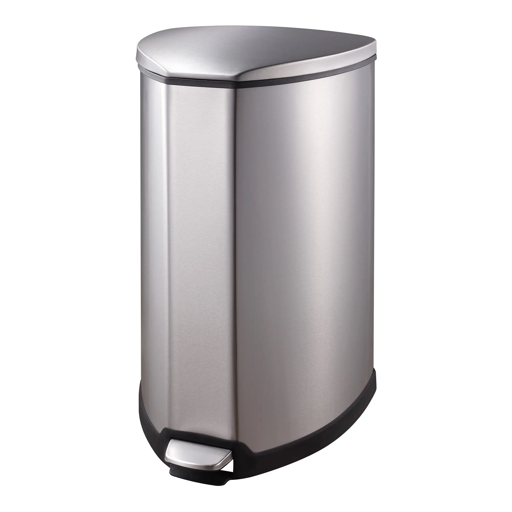 EKO Grace Tretmülleimer 35 Liter aus mattem Edelstahl, dreieckige Form mit Pedal, Soft-Close-Deckel und Anti-Fingerabdruckbeschichtung, Kunststoff-Inneneimer