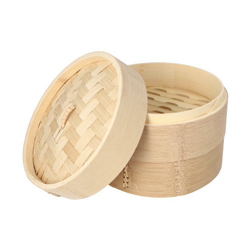 PAPSTAR Dampfgarer Bambus "ASIA" Ø 18 cm, 13,5 cm 3-teilig, 8 x 1 Stück