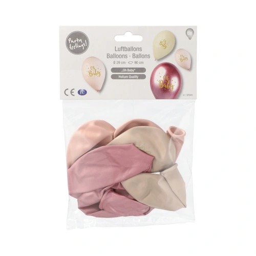 PAPSTAR Luftballons Ø 29 cm rosé "Oh Baby", 12 x 6 Stück