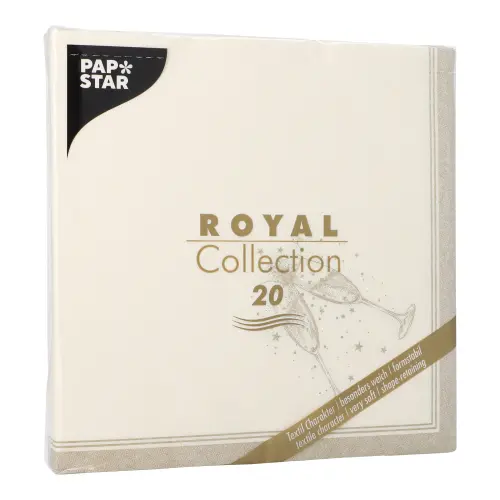 PAPSTAR Servietten "ROYAL Collection" 1/4-Falz 40 x 40 cm gold "Festivities", elegante goldene Premium-Tissue Servietten mit Sektgläser-Motiv für Feierlichkeiten, FSC-zertifiziert, 8 x 20 Stück, Art.-Nr. 37266