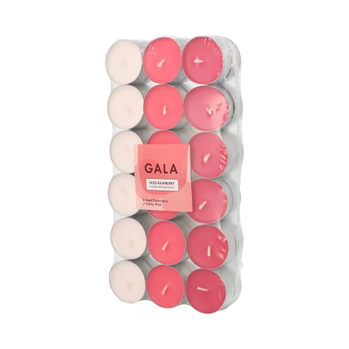 PAPSTAR "GALA" Duftlichte Ø 3,8 cm, 1,7 cm weinrot - Wild Raspberry "Ton in Ton", 8 x 36 Stück
