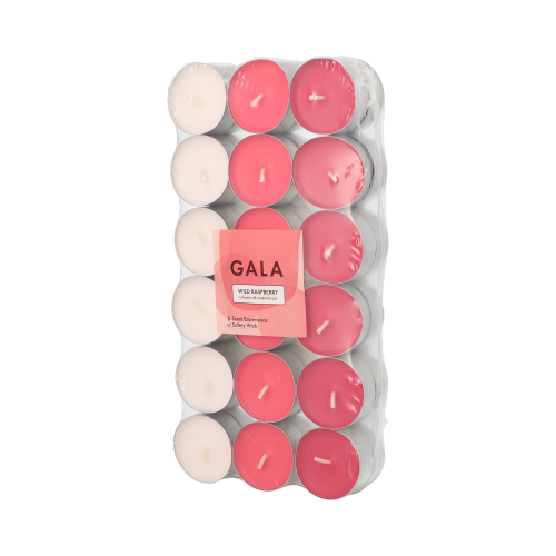 PAPSTAR "GALA" Duftlichte Ø 3,8 cm, 1,7 cm weinrot - Wild Raspberry "Ton in Ton", 8 x 36 Stück