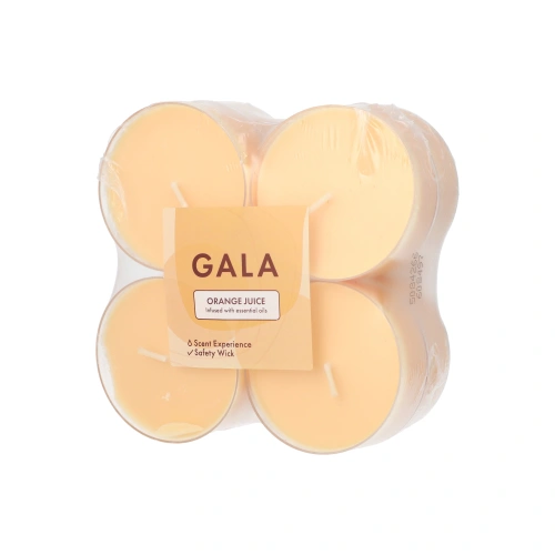 PAPSTAR "GALA" Maxi Duftlichte Ø 59 mm, 24 mm orange - Orange Juice in Polycarbonathülle, 6 x 8 Stück