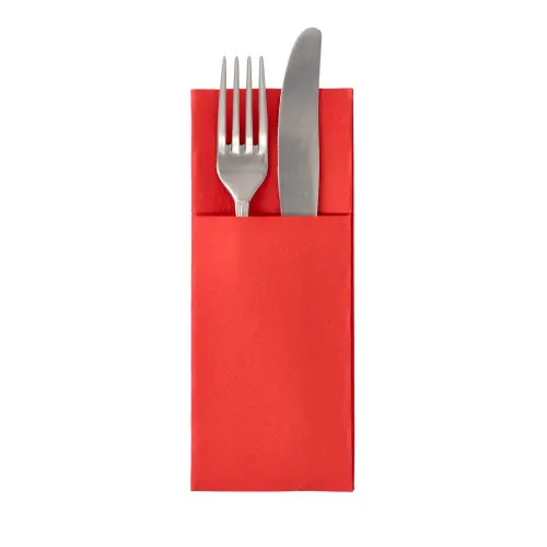 PAPSTAR Servietten "ROYAL Collection" 40 x 30 cm rot mit Besteckfalz, stoffähnliche Premium-Tissue Serviette in klassischem Rot für elegante Tischdekoration und Gastronomie