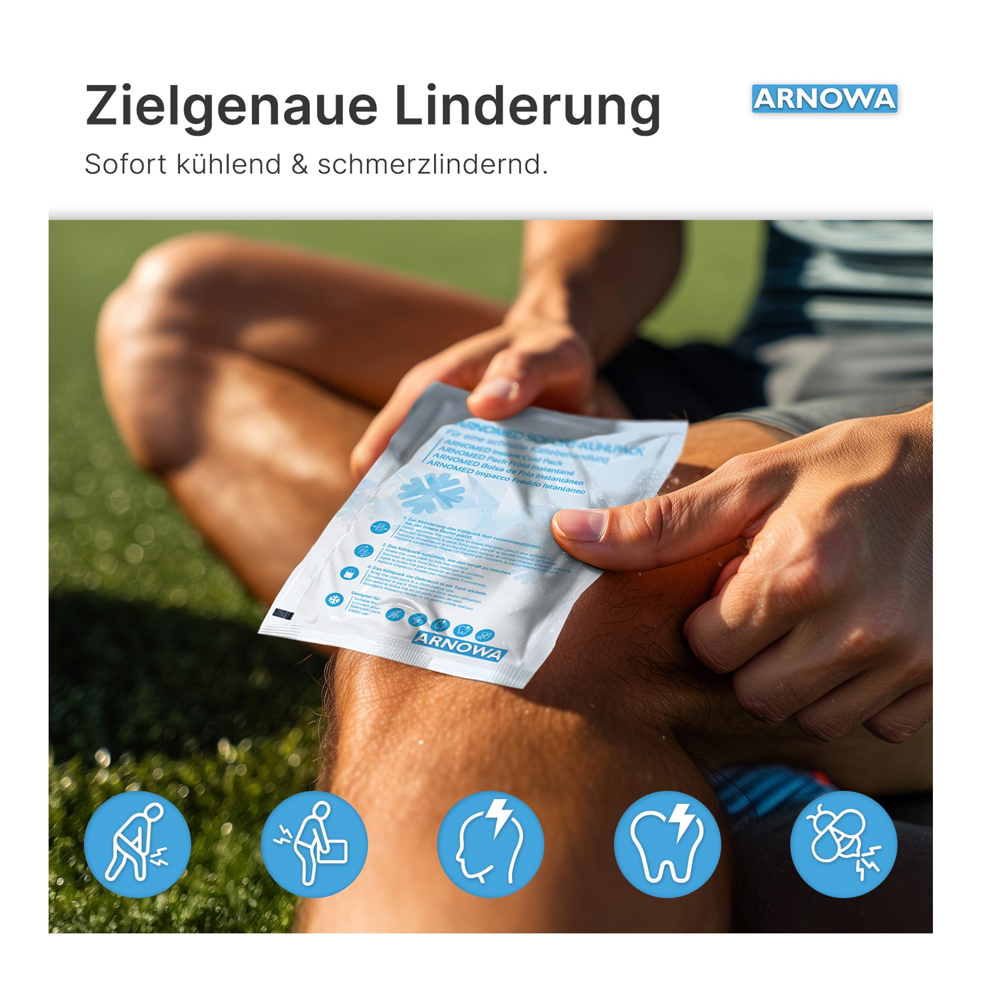 ARNOMED Sofort-Kühlpack zur Kältebehandlung, Einweg, 5 Stück