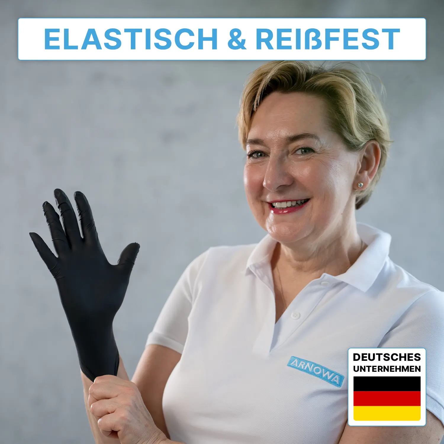 ARNOMED CLASSIC LATEX BLACK Latexhandschuhe schwarz puderfrei, elastisch und reißfest, 100 Stück, ARNOMED deutsches Unternehmen