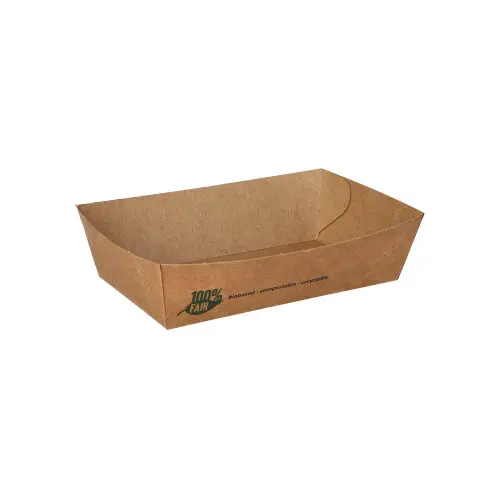 PAPSTAR Snacktrays Pappe "pure" 3,5 x 7 x 12 cm braun 100% Fair, FSC-zertifiziertes Pommes- und Snacktray aus Frischfaserkarton, Art.-Nr. 87243