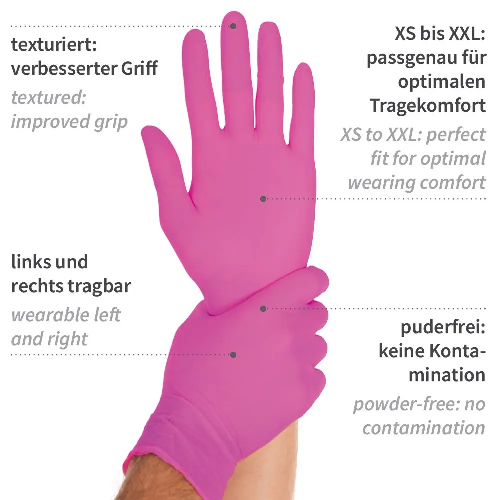 Hygostar Safe Light Nitrilhandschuhe magenta puderfrei, VE 1000 Stück