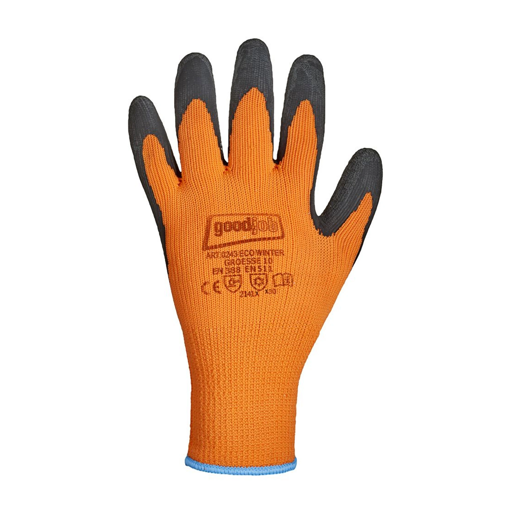 Goodjob Eco Winter 0234 Kälteschutzhandschuhe mit Latex-Beschichtung orange/schwarz, VE 120 Paar