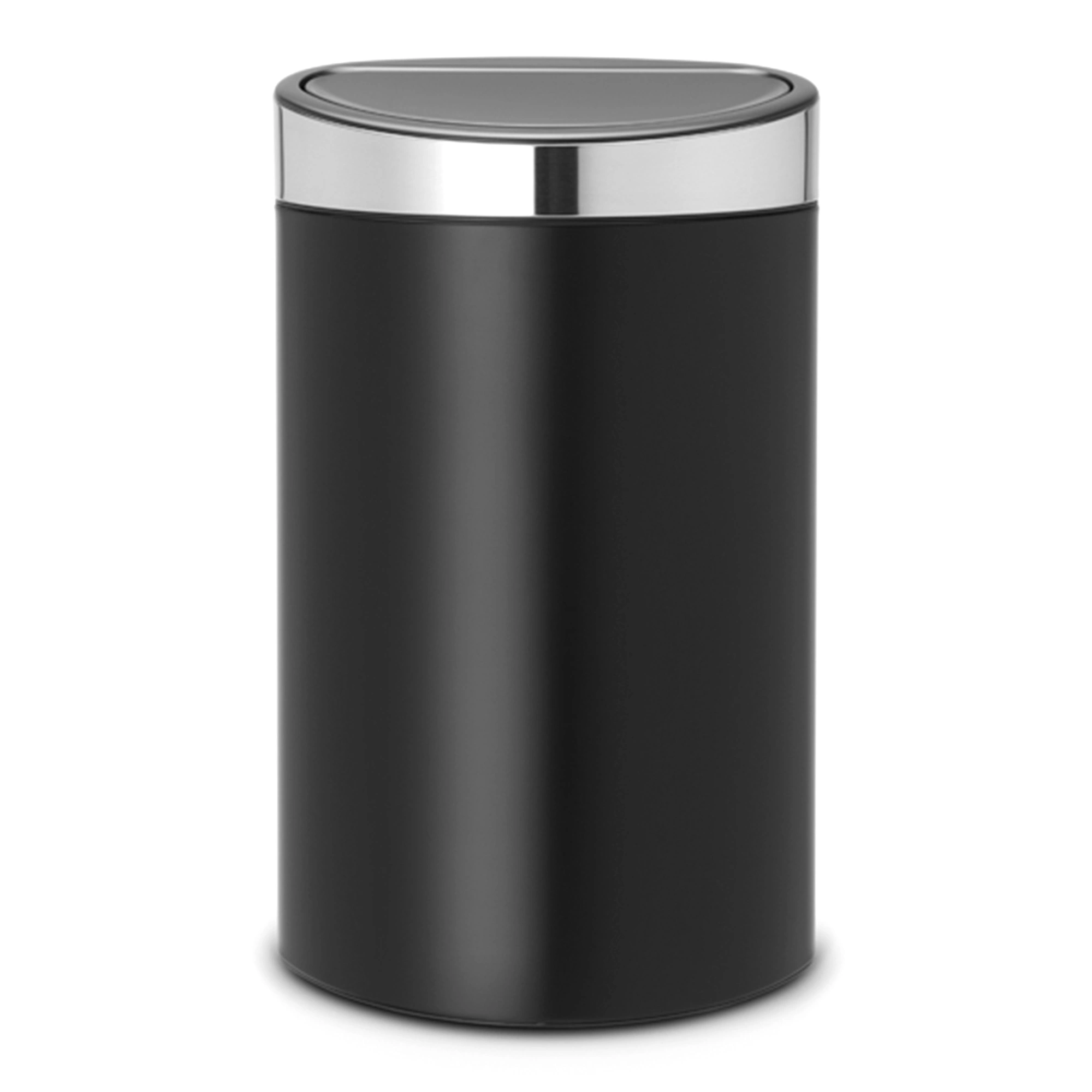 Brabantia Touch New Abfallbehälter 40 Liter, schwarzer Edelstahl-Mülleimer mit Soft-Touch-Deckel für Küche, Büro und Schlafzimmer