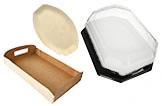 Snackschalen und Serviertabletts rechteckig und oval aus Karton und Kunststoff für Take-away, Imbiss und Party, Artikelnummer 10485