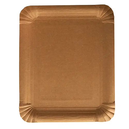 PAPSTAR Teller Pappe pure eckig 16,5 x 20 cm braun aus 100 % Frischfaserkarton, lebensmittelecht, nachhaltiger FSC-Einweg-Kuchenteller