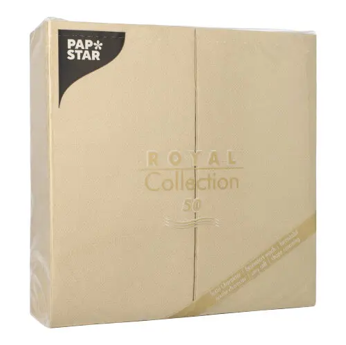 PAPSTAR Servietten "ROYAL Collection" 1/8-Falz 40 x 40 cm sand, Premium-Servietten in Stoffoptik, weich, formstabil, industriell kompostierbar, Artikel 89158 87585