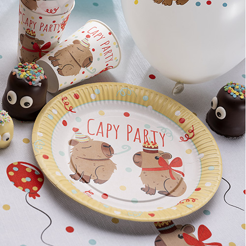 PAPSTAR Teller, Pappe rund Ø 23 cm "Capy Party", 20 x 10 Stück