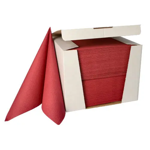 PAPSTAR Servietten "ROYAL Collection" 1/4-Falz 40 x 40 cm bordeaux, 100 Stück in offenem Spenderkarton, stoffähnliche Premium-Qualität, Artikel 88557
