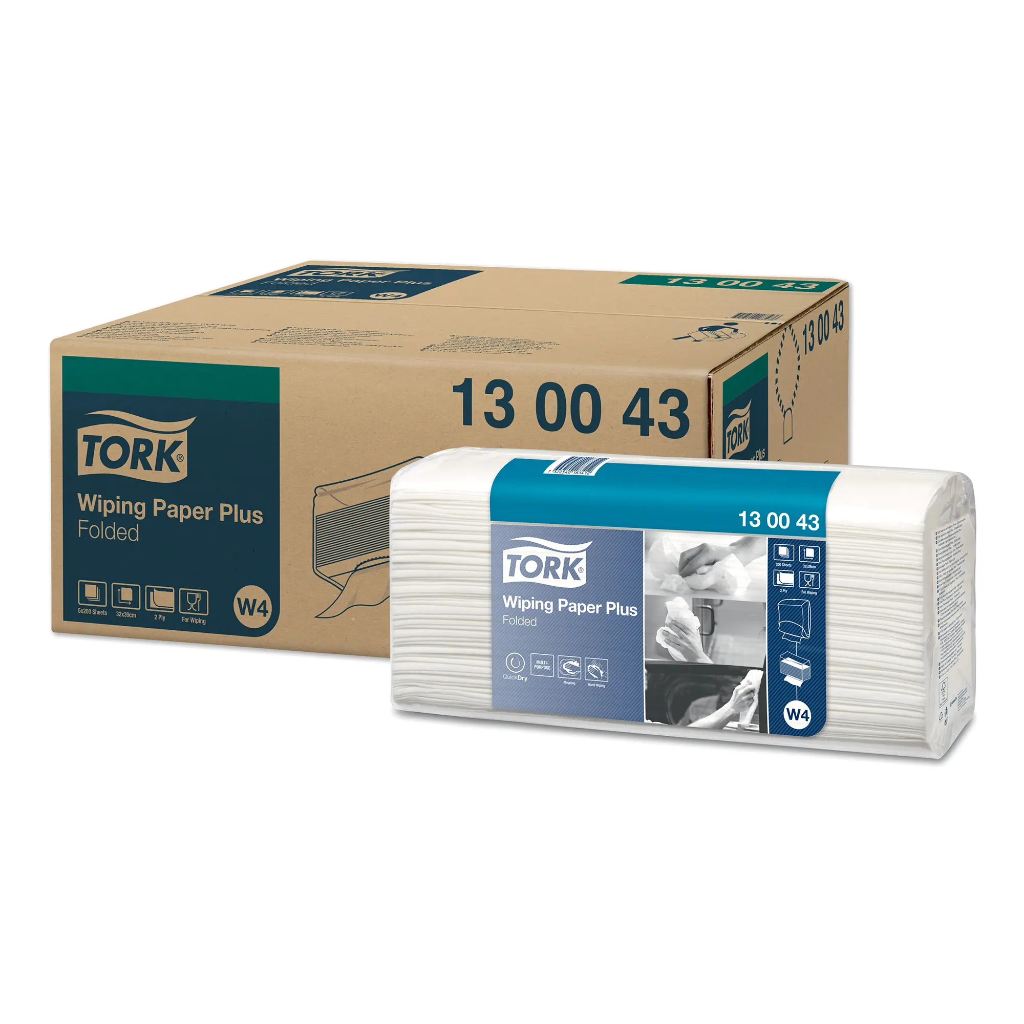 Tork 130043 Premium starke Mehrzweck-Papierwischtücher W4 weiß, 2-lagig, 38,5 x 32,4 cm, 1000 Tücher