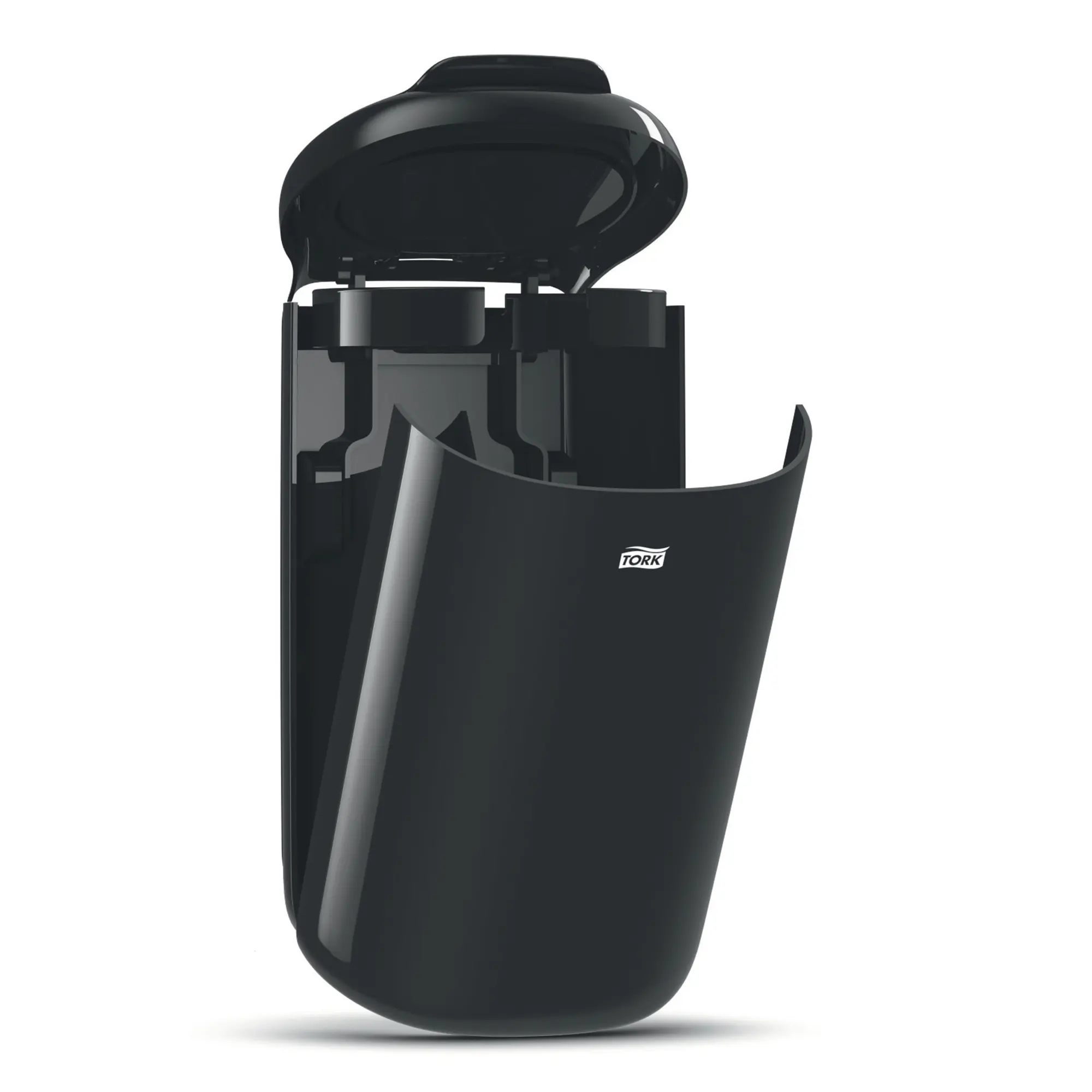 Tork 5 L Abfallbehälter B3 schwarz mit selbstschließendem Deckel, hygienischer Wandmülleimer für kleine Waschräume, Artikelnummer 564008