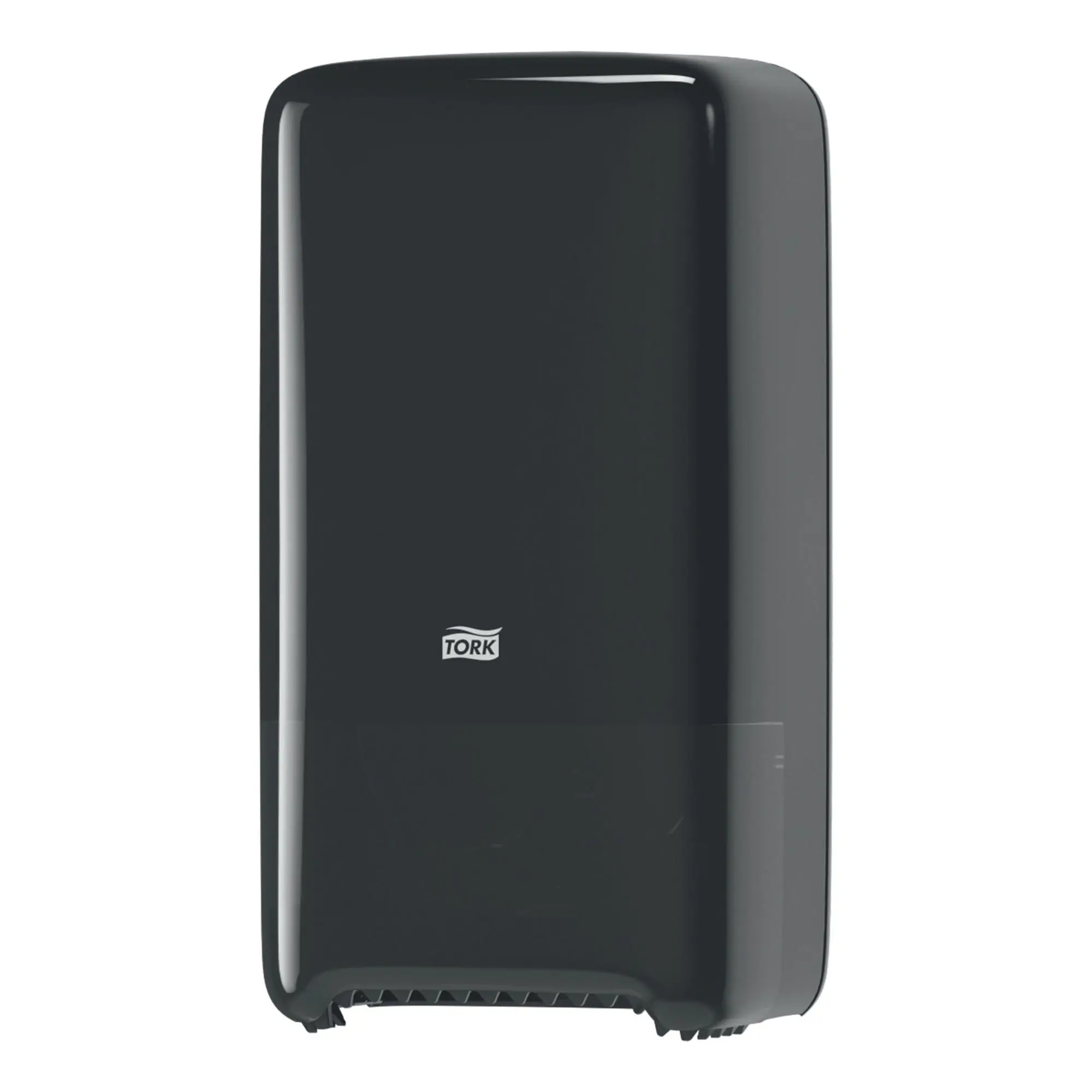 Tork Elevation Doppelrollenspender für Midi Toilettenpapier T6, schwarzer vertikaler Midi-Großrollenspender mit abschließbarem Gehäuse und Sichtfenster, Artikel 557508