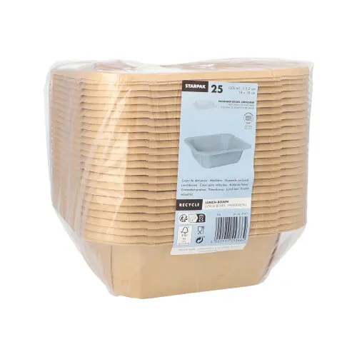 Starpak Lunchboxen, Pappe eckig 1000 ml 5,2 cm x 18 cm x 18 cm braun
