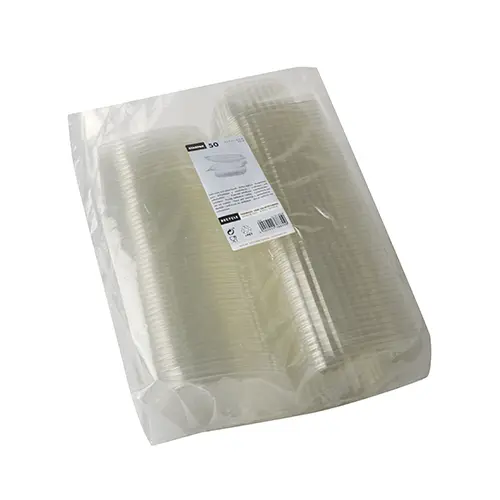 Starpak Feinkost- und Salatschalen mit Klappdeckel, R-PET oval 375 ml, 5 x 11,5 x 14,4 cm, klare Schalen im Beutel von PAPSTAR