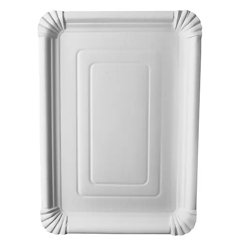 PAPSTAR Teller, Pappe "pure" eckig 24 x 33 cm weiß aus 100 % Frischfaserkarton, FSC-zertifizierter, lebensmittelechter Einweg-Kuchenteller für Kuchen und Snacks