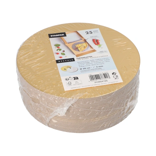 Starpak Tortenplatten rund Ø 20 cm, 0,3 cm gold/silber, 2 x 25 Stück